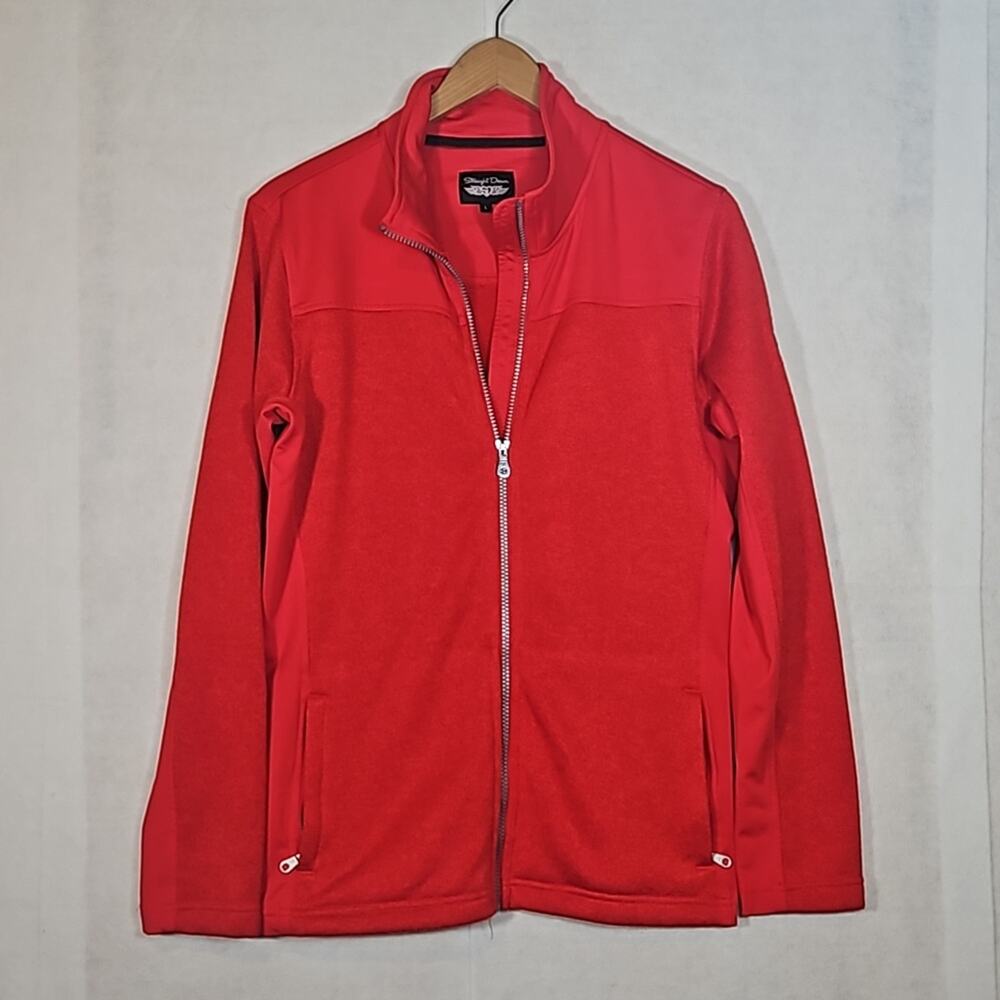 Straight Down Red Fleece Golf Jacket Full Zip Mock Neck Size Large Performance
